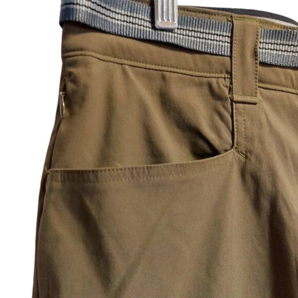 Orvis Mens Flat Front Comfort Waist Belt Lightweight Olive Green Cargo Shorts 34 - Picture 9 of 16